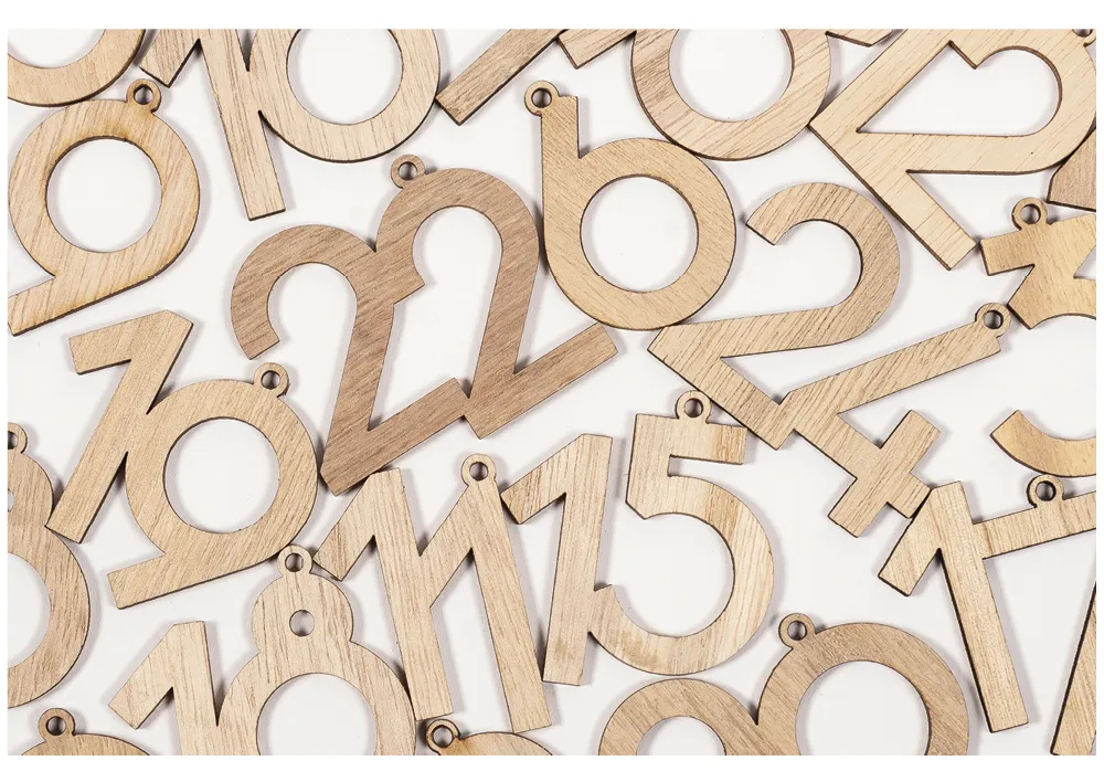 Adventskalender-Zahlen "1 bis 24", aus Holz, naturfarben