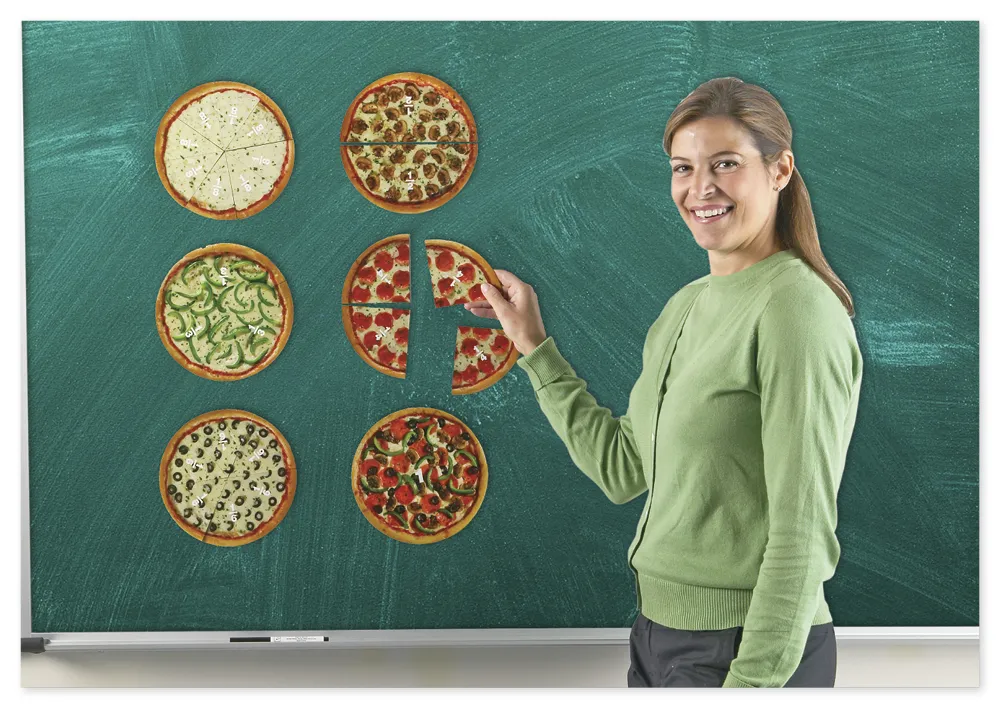 Demo-Bruchrechen-Kreise "Pizza", 200 mm ø, magnetisch, 24-tlg.