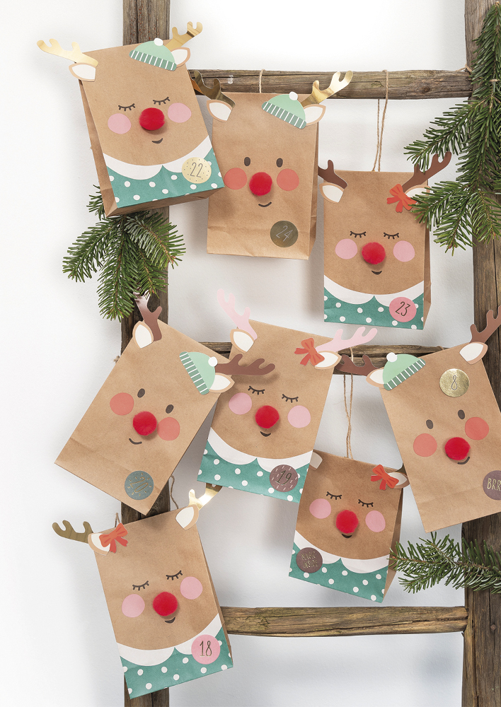 Bastelset "Adventskalender Rentier", 216-tlg.