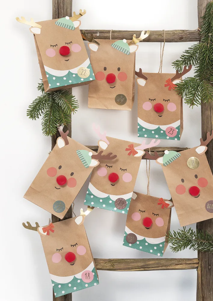 Bastelset "Adventskalender Rentier", 216-tlg.
