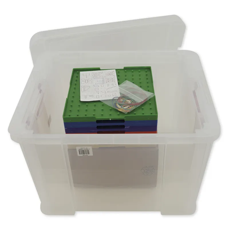 Klassset geometriplatta dubbelsidig (11x11 stift), 12 st i en låda, 23x23 cm, färgad