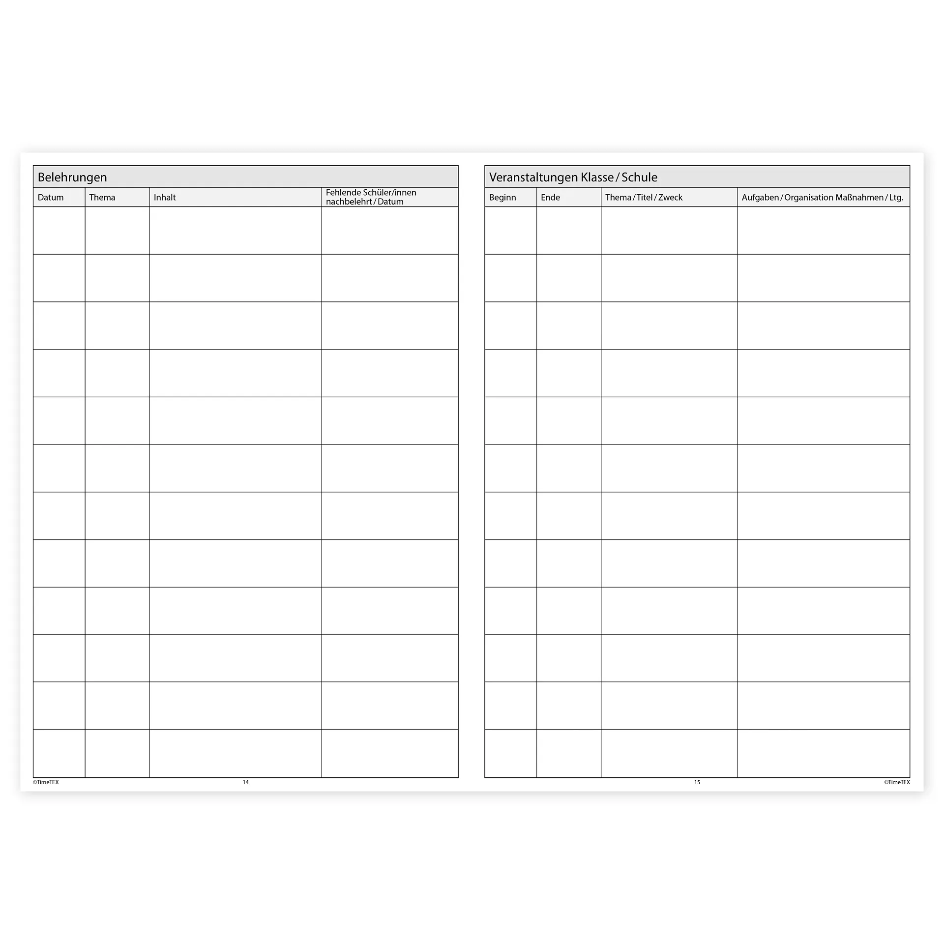 TimeTEX Klassenbuch A4-Plus, Sekundarstufe + Grundschule