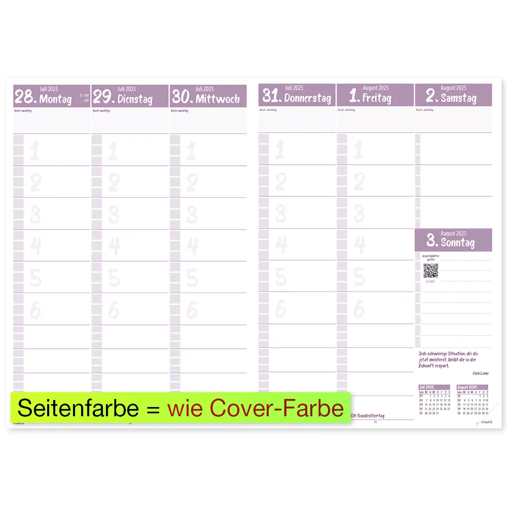 TimeTEX Design-Schulplaner A5-Plus 2025/2026, pink