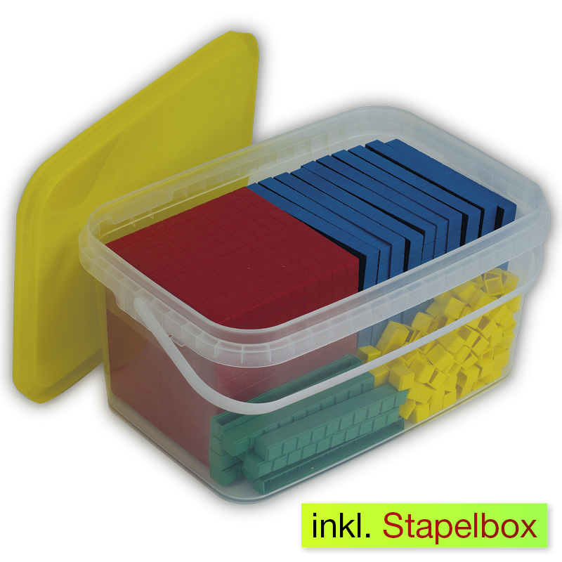 Dienes bassortiment, 121 stycken, nummerområde 1 000, färgad, i en staplingslåda