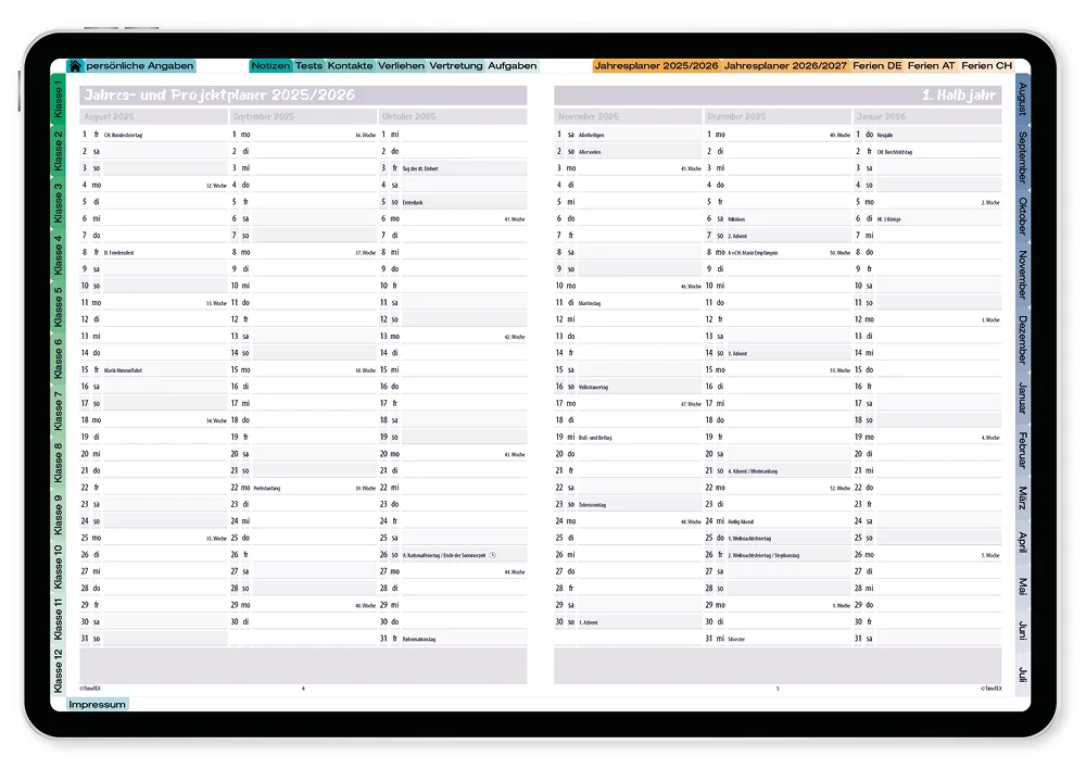 TimeTEX Digitaler Design-Schulplaner DigiPlan 2025/2026, malve