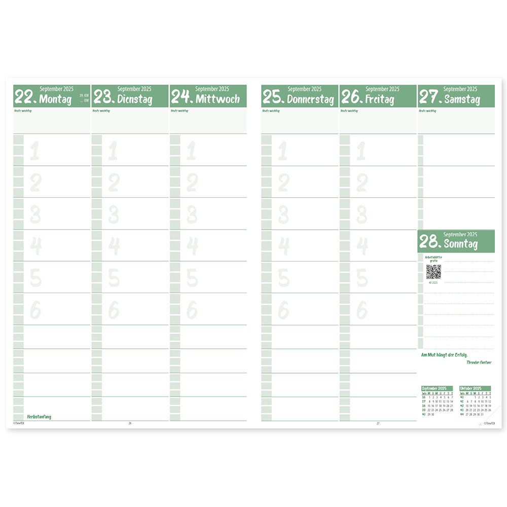 TimeTEX Design-Schulplaner A4-Plus 2025/2026, mint