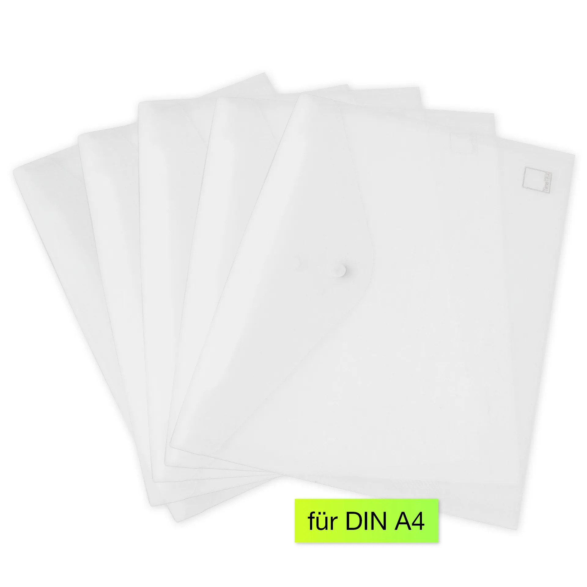 Set med A4-dokumentmappar, 7 delar, transparent, färglös