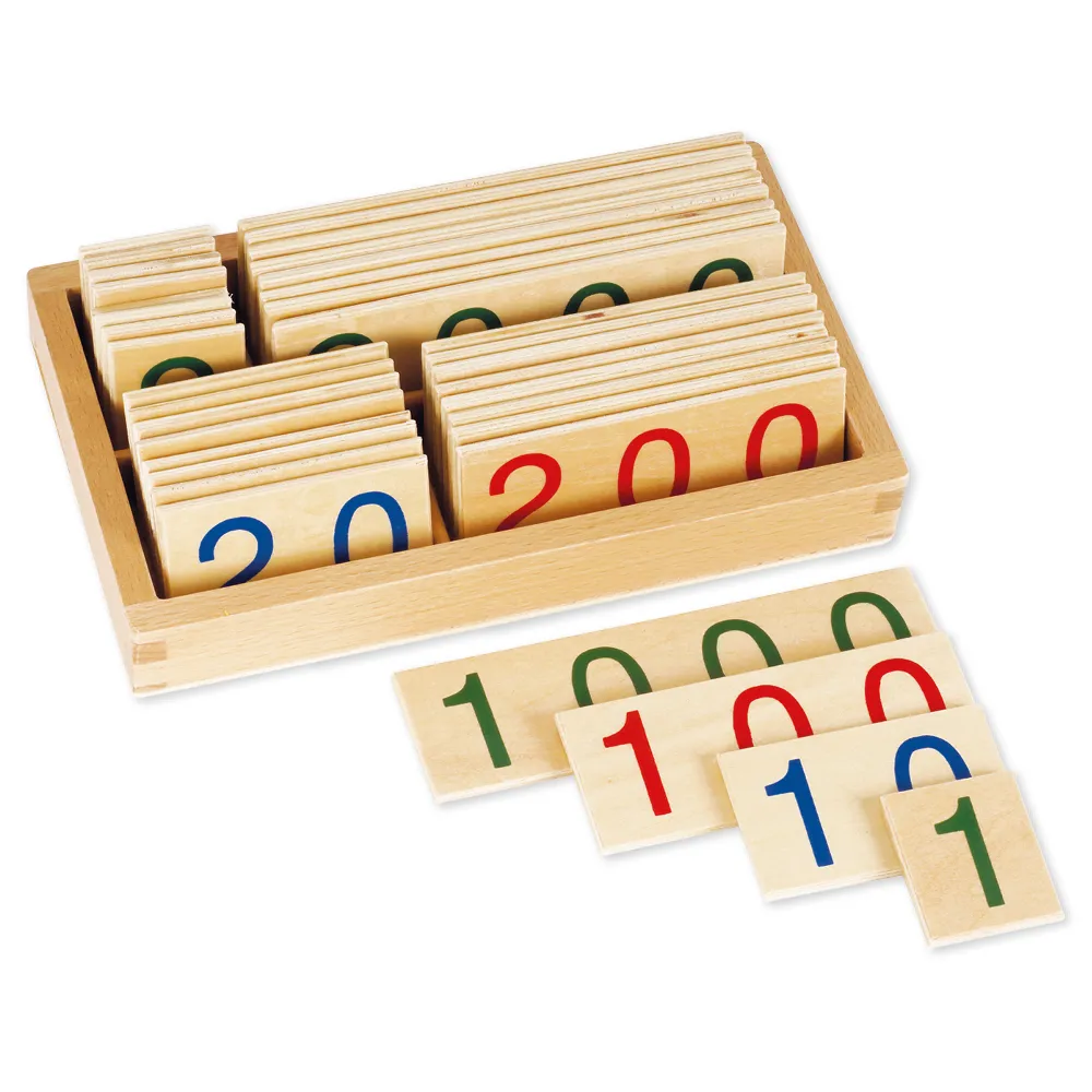 Boîte de petites cartes numériques en bois 1-9 000 TimeTEX « Montessori Premium »