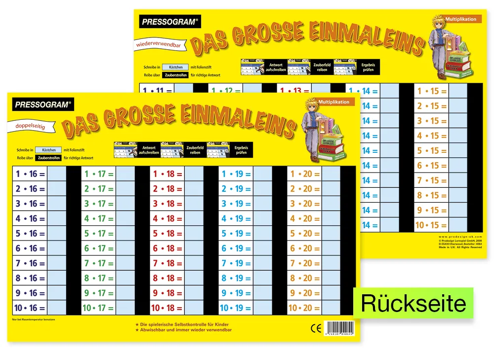 TimeTEX Zaubertafel "Mathematik" Grosses 1 x 1