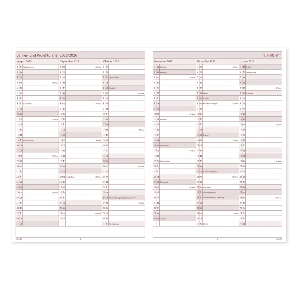 TimeTEX Sozial-Pädagogen-Schulplaner A5-Plus 2026/2027
