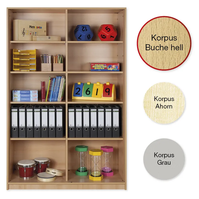 Material-Hochschrank-Regal XL, Basistiefe, 10 Fachböden