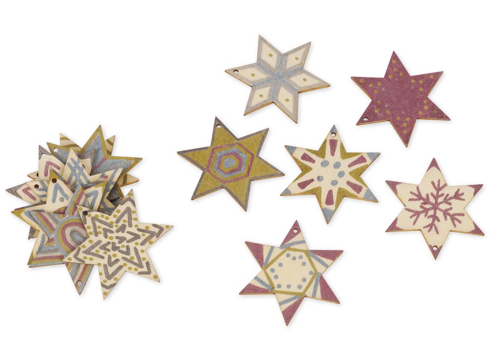 Étoiles en bois à accrocher, 24 pièces Étoiles en bois à accrocher, 24 pièces