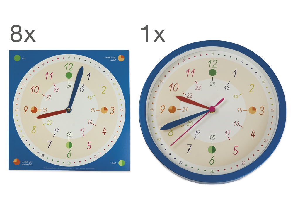Set Wand-Lernuhr und Demo-Lernuhren, 9-tlg.