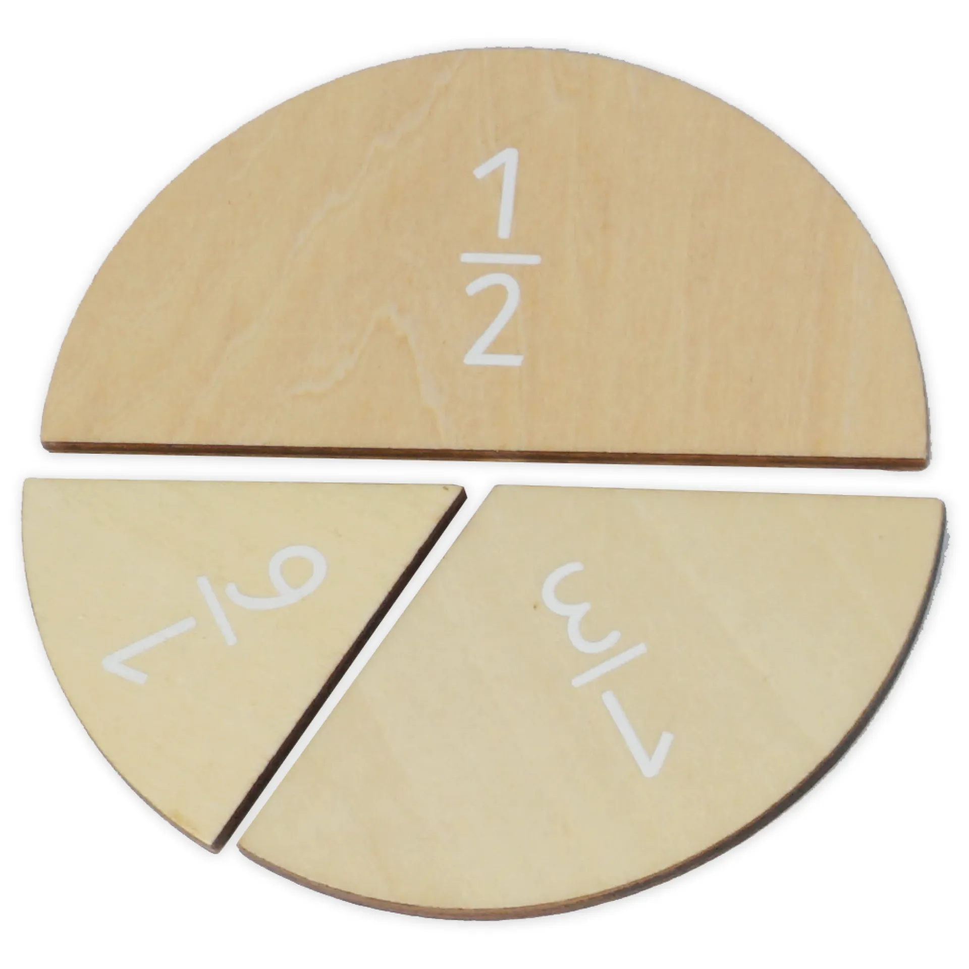 Bruchrechen-Kreise aus Holz, mit Einlagekreis, 150 mm ø, 30-tlg. Bruchrechen-Kreise aus Holz, mit Einlagekreis, 150 mm ø, 30-tlg.