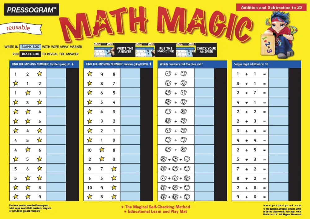 TimeTEX Zaubertafel "Mathematik" Englisch Rechnen bis 20