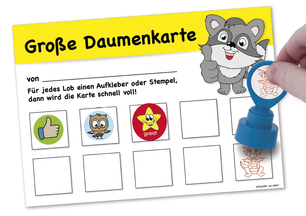 Grosse Daumenkarte mit 10 Feldern, 25 Stück