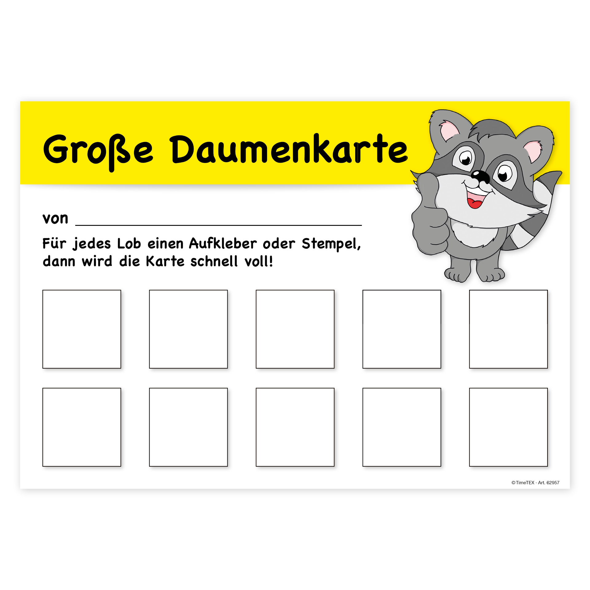 Große Daumenkarte mit 10 Feldern, 25 Stück 