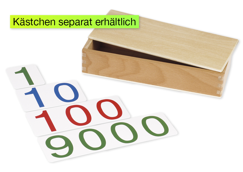 TimeTEX - Carduri numerice mari 1-9.000, din plastic "Montessori Premium"