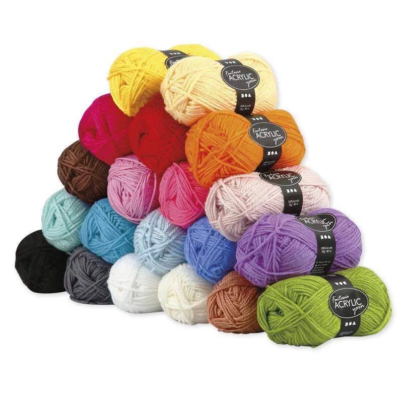 Set Polyacryl-Garn 3-fädig, 20 Farben à 50 g