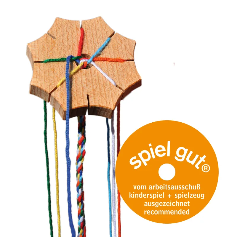 Knüpfstern aus Holz, ca. 8,5 cm ø