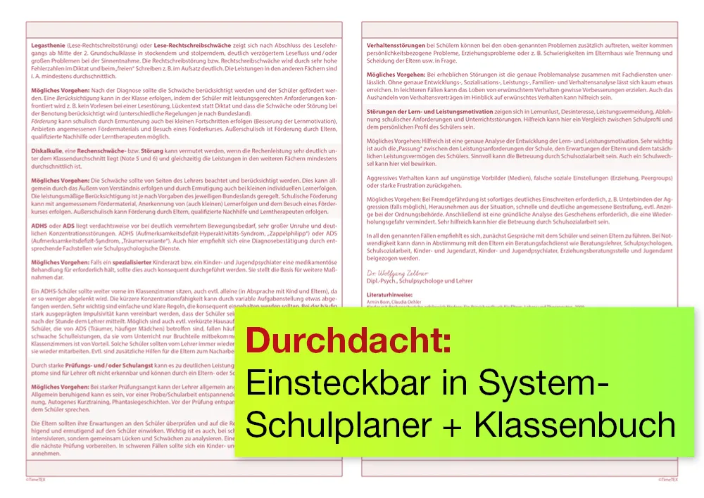 TimeTEX Heft Schüler-Inklusion, DIN A4