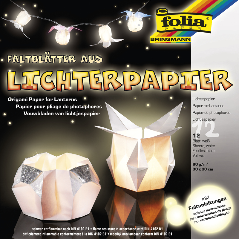 Lichterpapier-Faltblätter 30x30 cm, 12 Blatt Lichterpapier-Faltblätter 30x30 cm, 12 Blatt