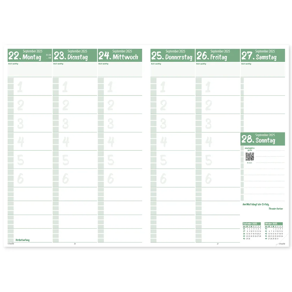 TimeTEX Design-Schulplaner A5-Plus 2026/2027, mint