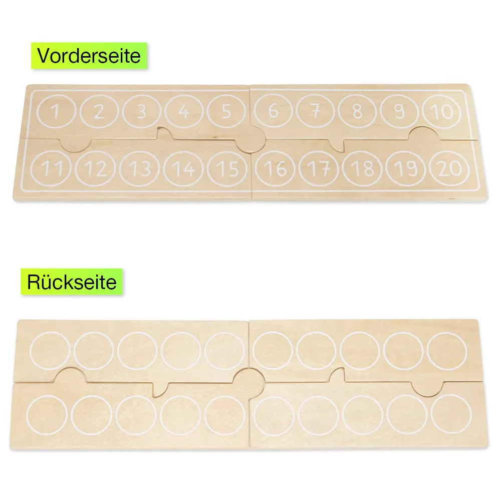 Rechenleiste aus Holz, Zahlenraum bis 20, 4-tlg.