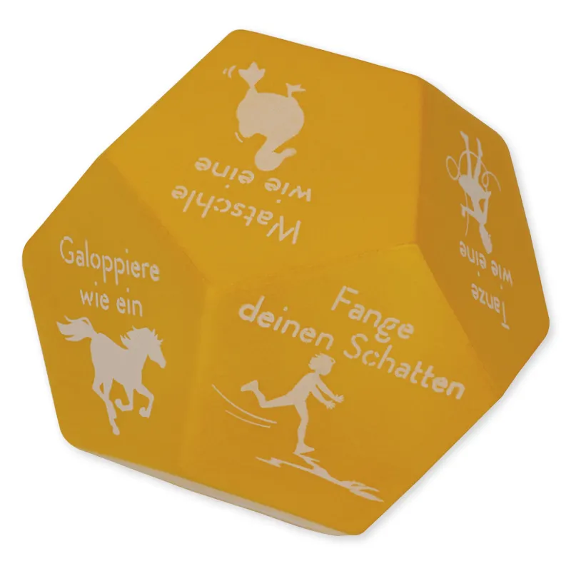 Demo-Flüster-Würfel "Bewegung: Hüpfe wie ein Frosch", ca. 13 cm ø