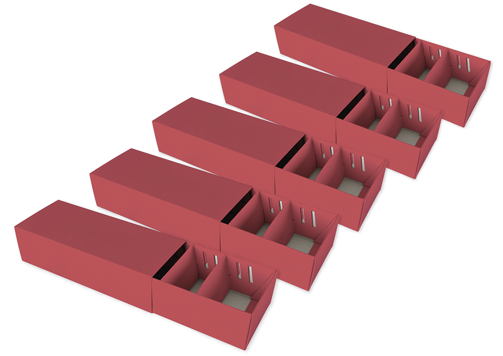 Set med kartongkartonger för A8, platta, färgade, 5 stycken