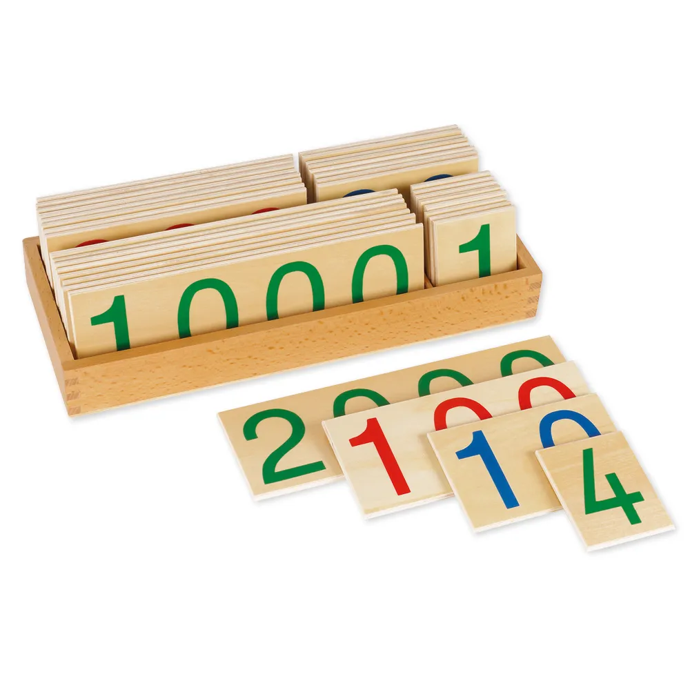 TimeTEX Hölzerne Zahlenkarten 1-9.000, groß, im Kasten "Montessori Premium"