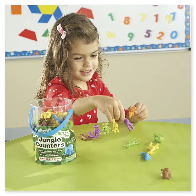 Set Dschungel-Tiere farbig sortiert, 72-tlg., in Dose