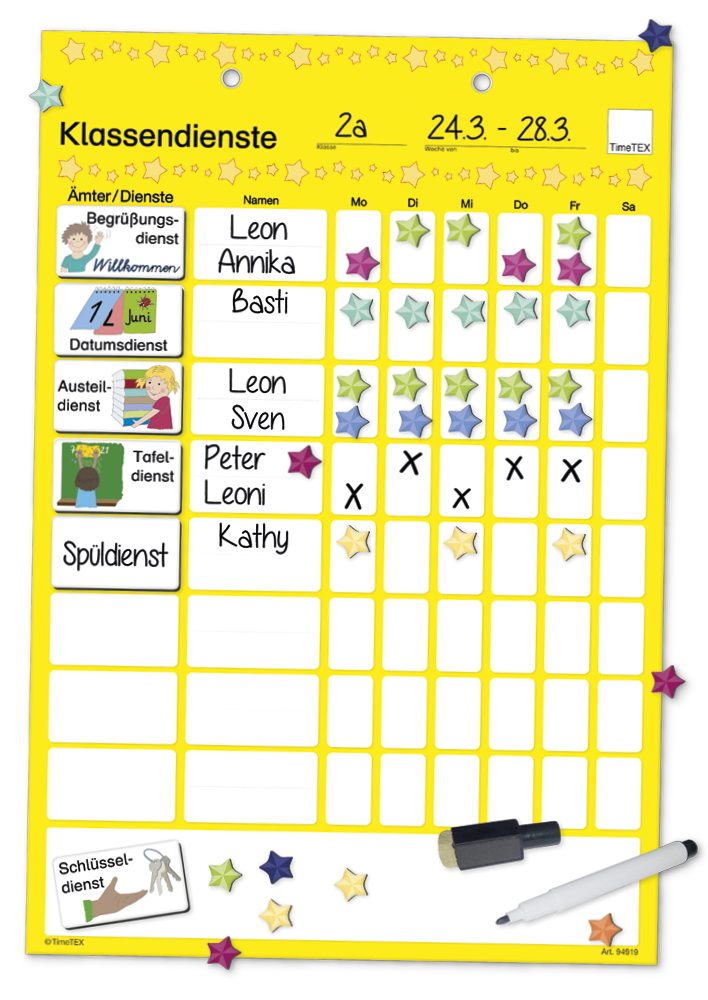 Klassendienst-Tafel, magnetisch