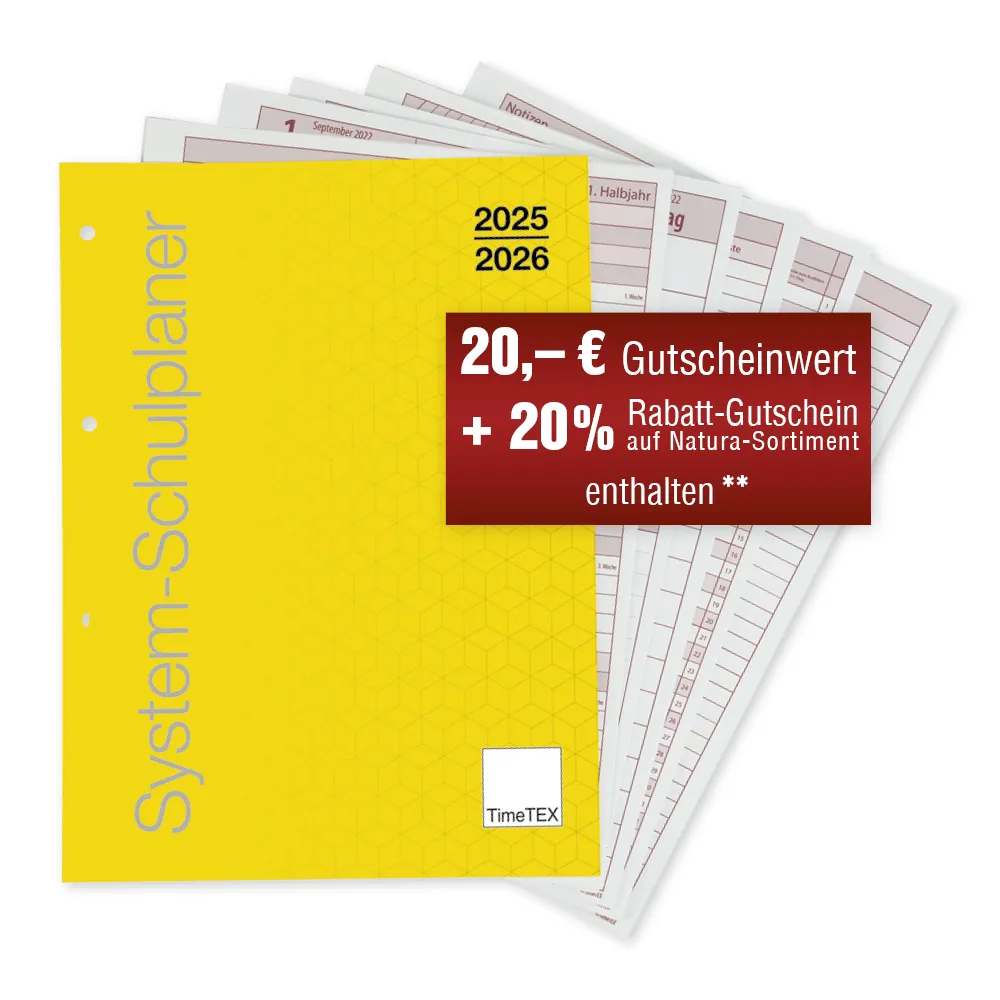 TimeTEX Schulplaner "lose Blatteinlage", A4-Plus, gelb 2025/2026