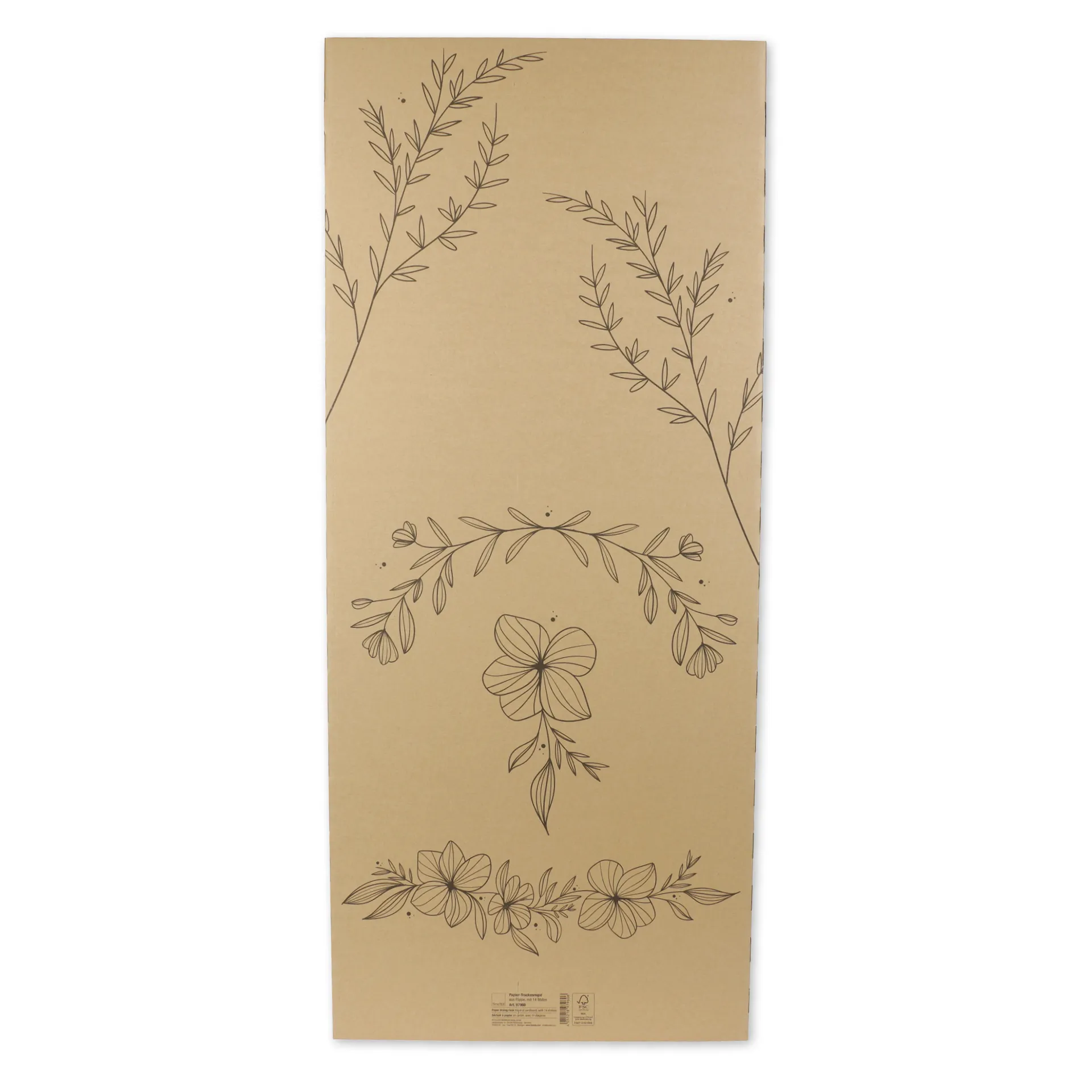 Papier-Trockenregal aus Pappe, 14 Böden, 110x47x36 cm