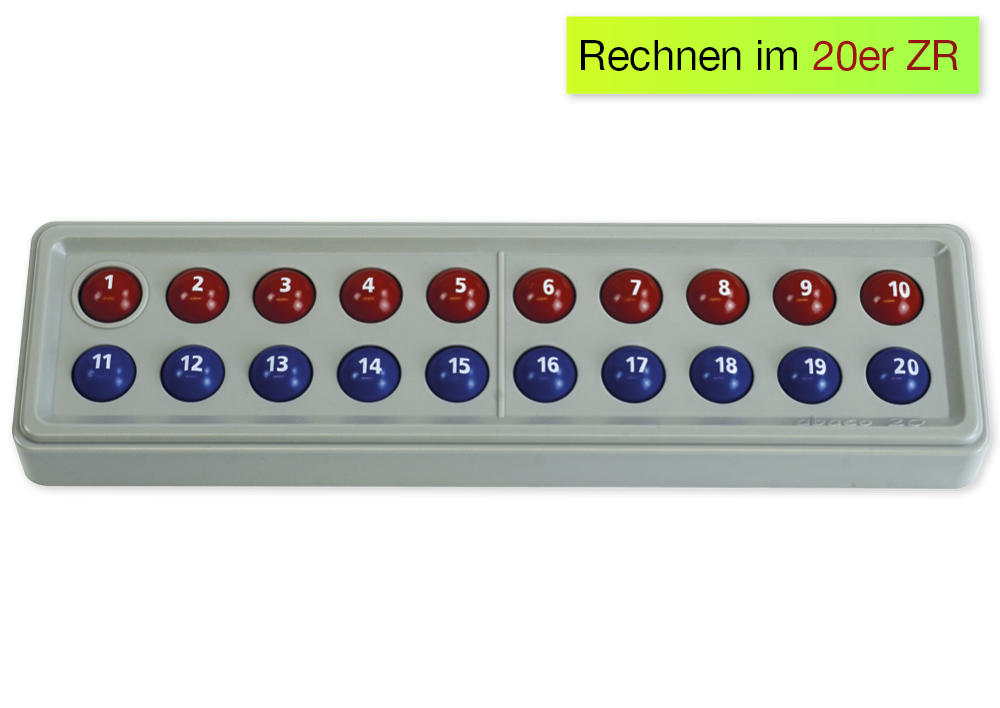 ABACO 20 mit Zahlen, rot-blau, Zähl- und Rechenrahmen