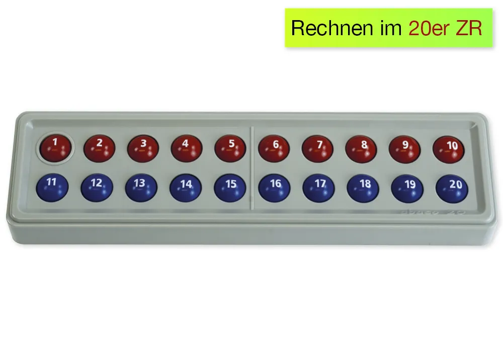 ABACO 20 mit Zahlen, rot-blau, Zähl- und Rechenrahmen
