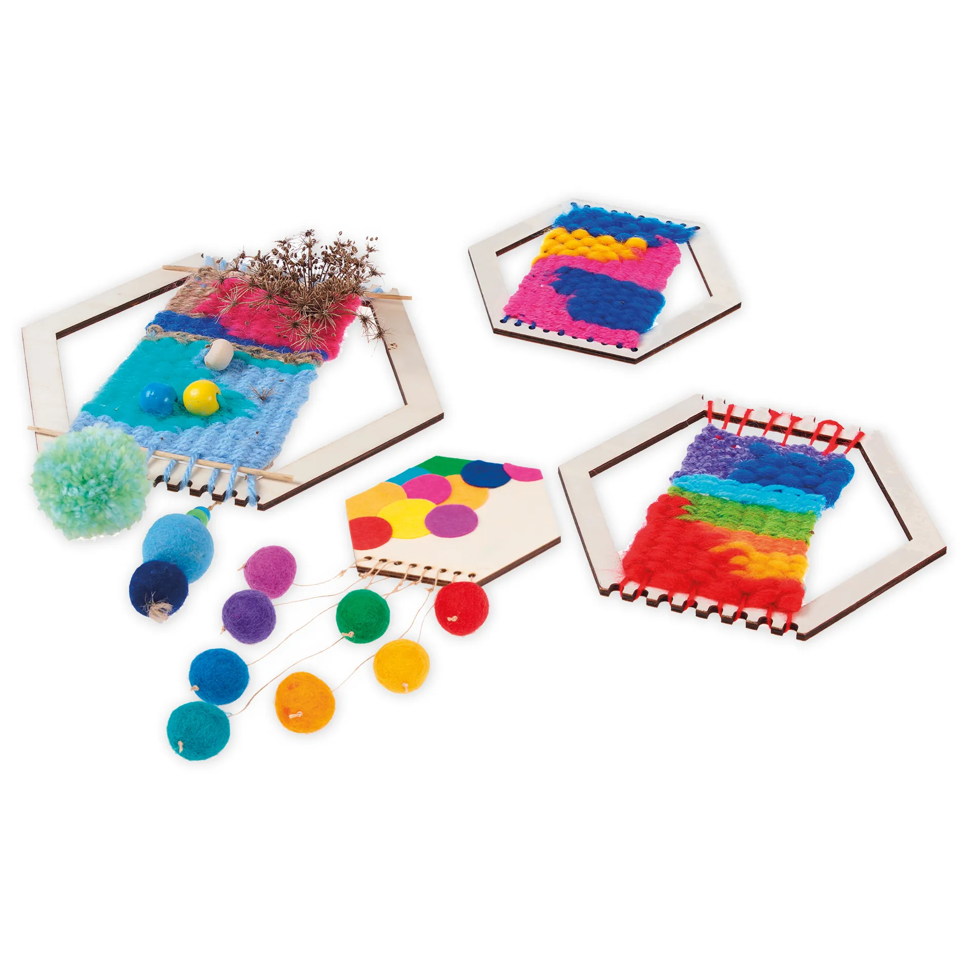 Web- und Fädelwaben aus Holz, 8 Stück